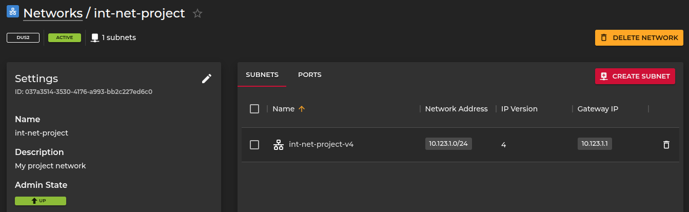 View Network with subnet