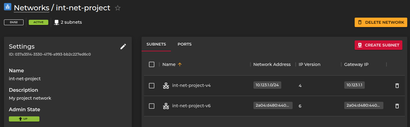 View Network with subnets