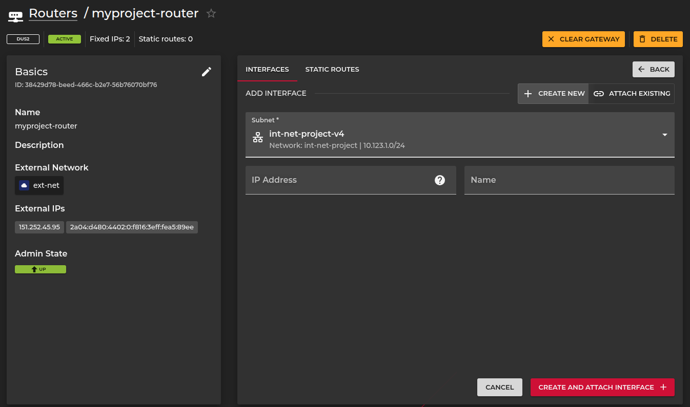 Add Router Interface