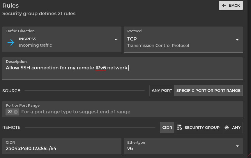 Add security group