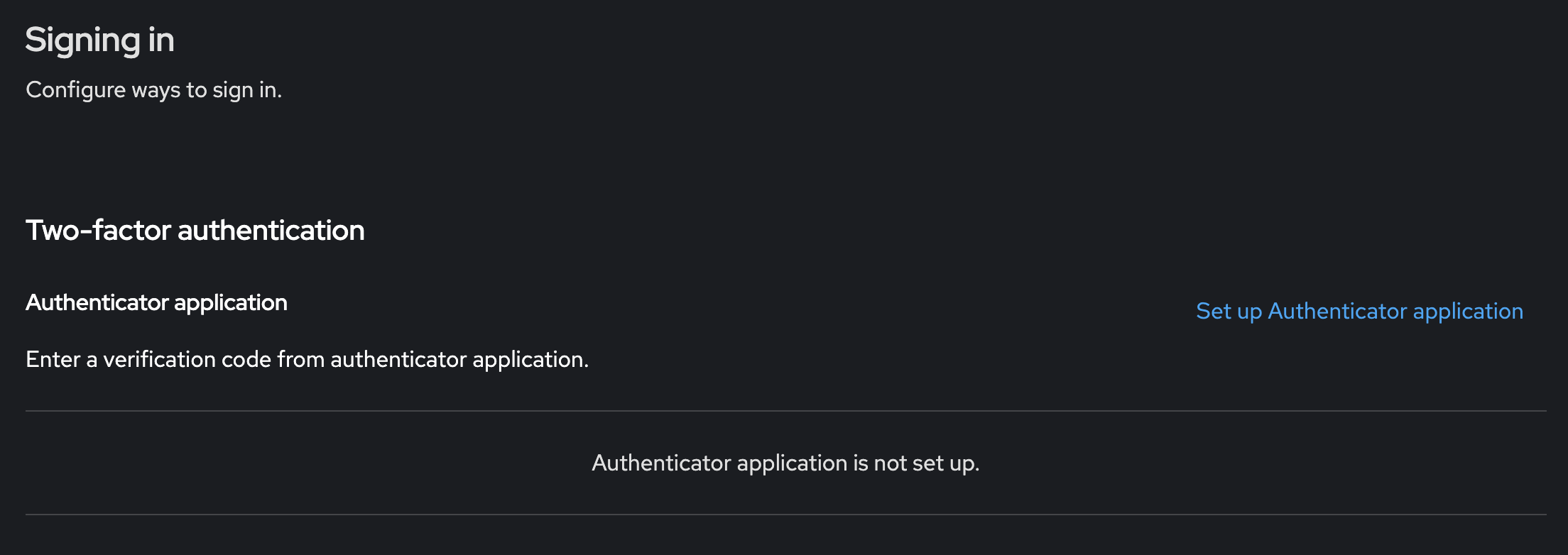 Set up authenticator application
