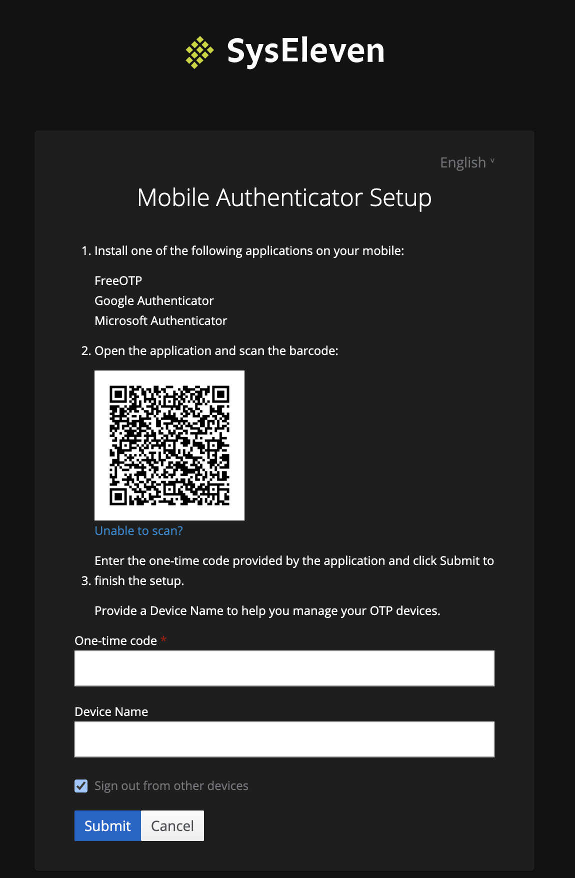 Set up authenticator application