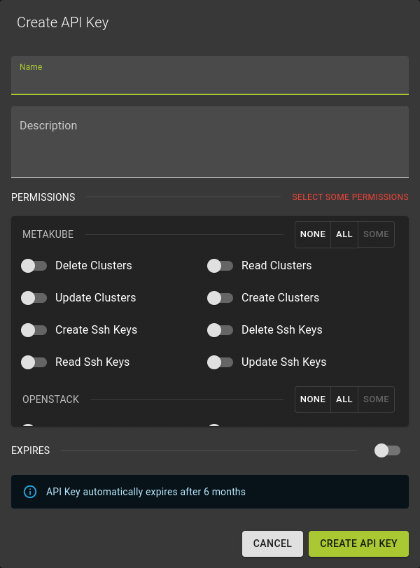 Create API key