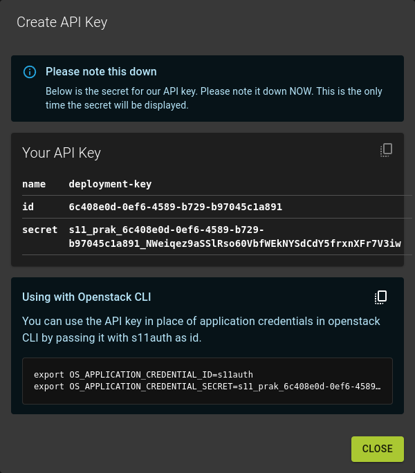API Key Created - View Secret
