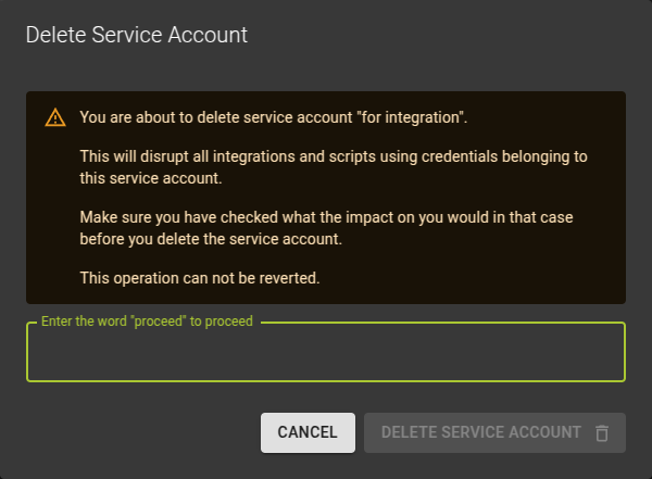 List Service Accounts