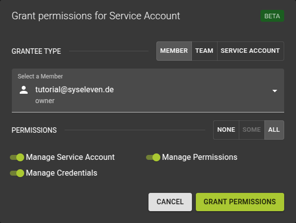 List Service Accounts