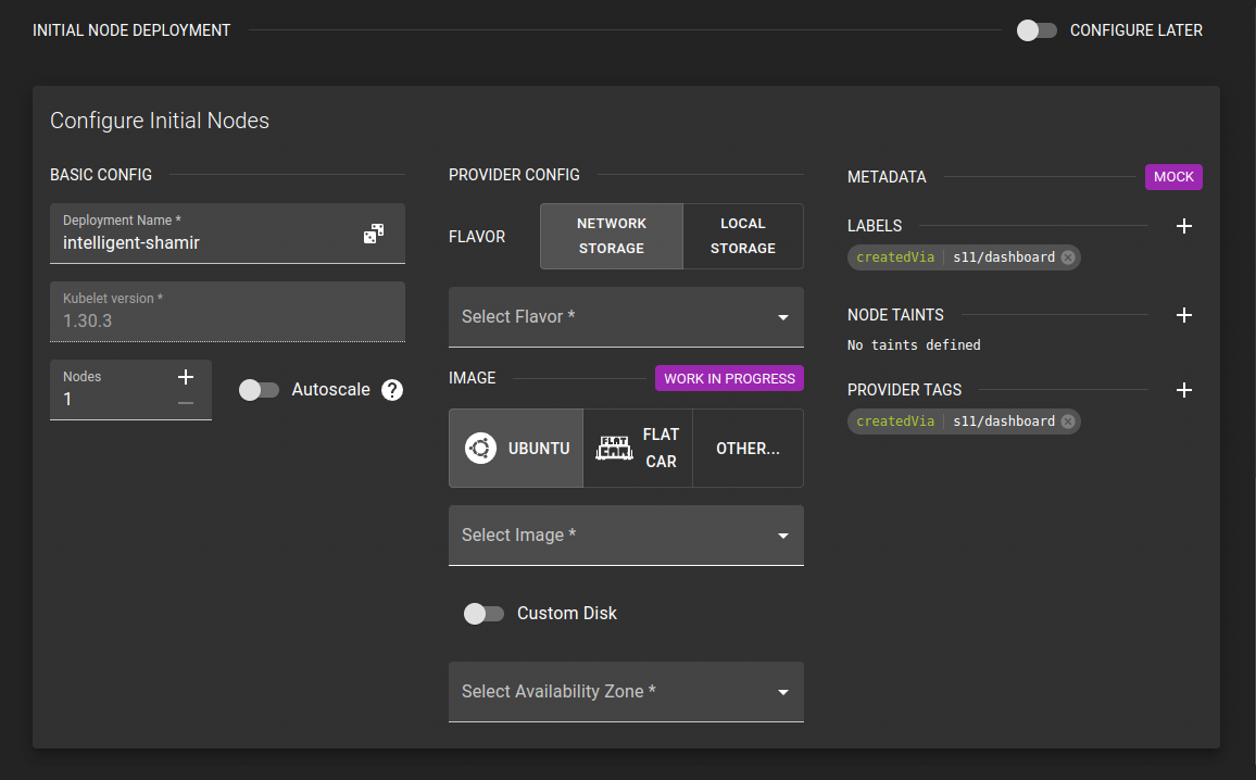 Configure Node Deployment