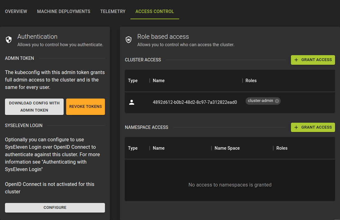 Cluster Details Access Control