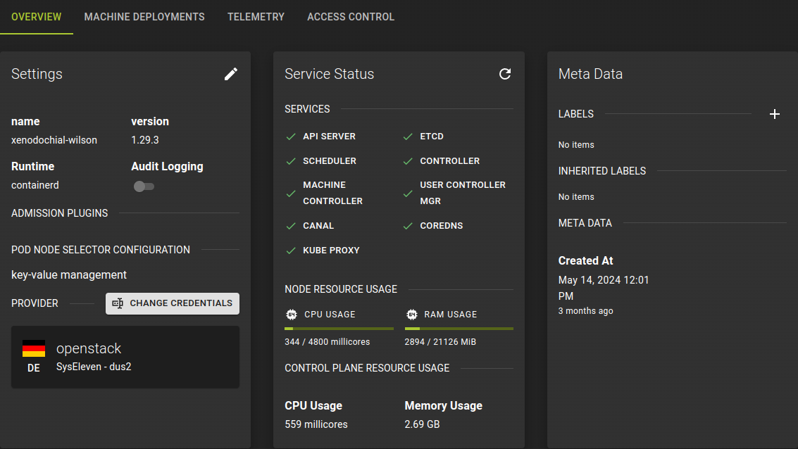Cluster Details Overview