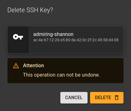 Delete SSH Key