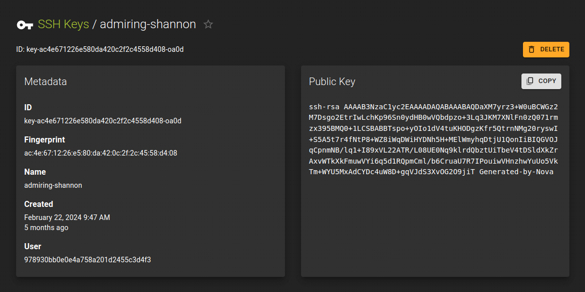 SSH Key Details