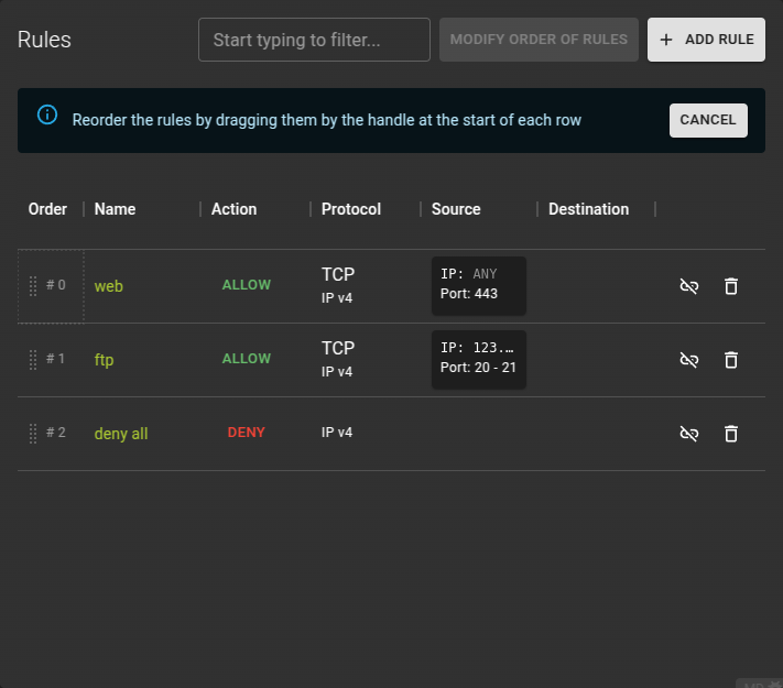 Reorder Firewall Rules