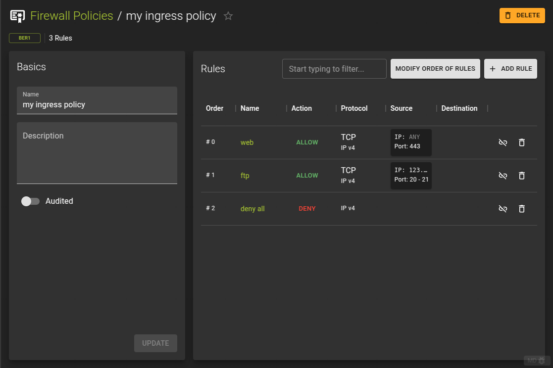 Firewall Policy Details