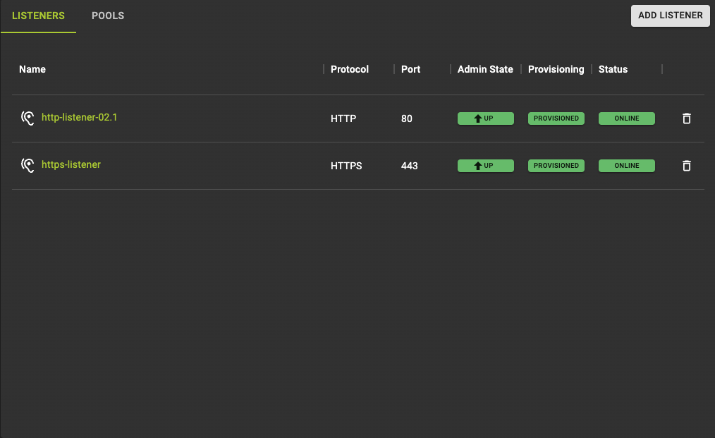 Load balancer Listener Card