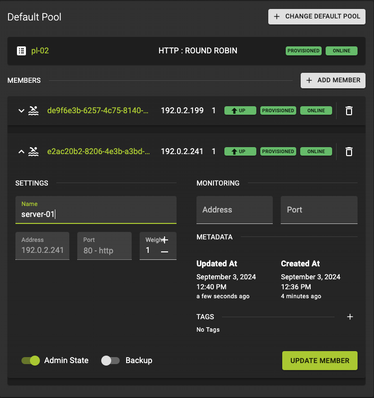 Listener Pool Card Settings