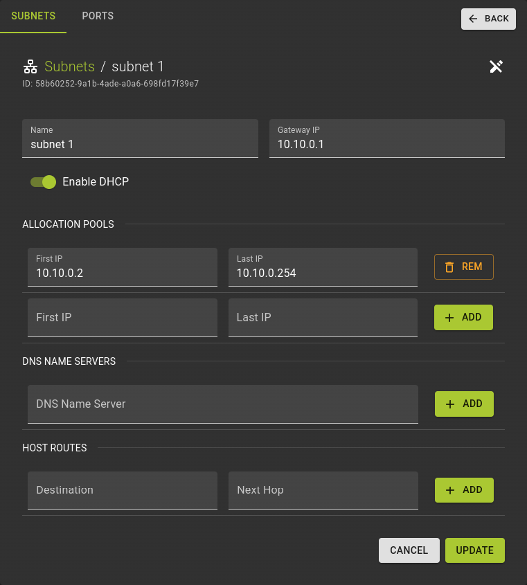 Modify Subnet