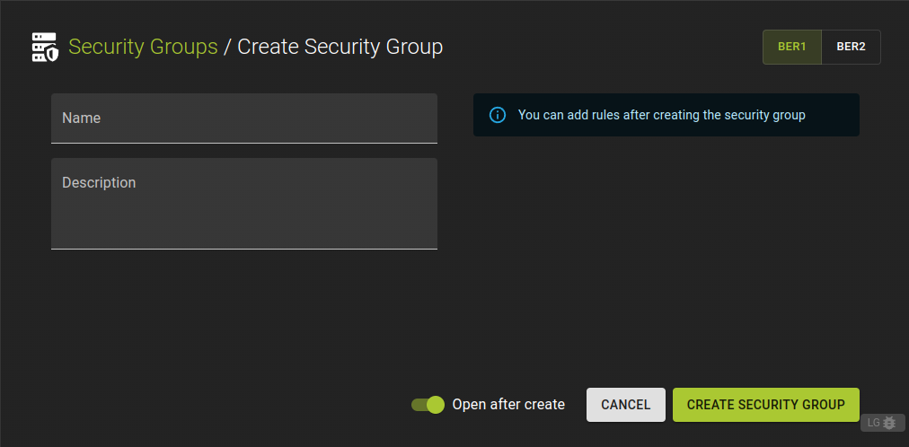 Create Security Group