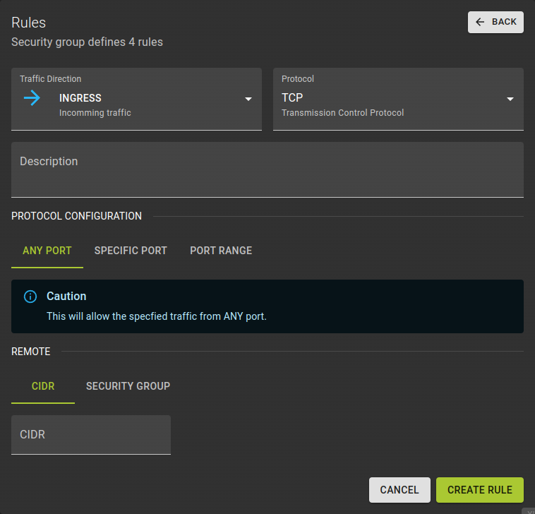 Add Security Group Rule