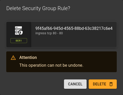 Delete Security Group Rule
