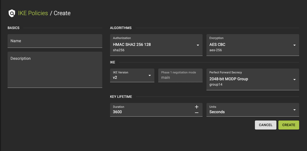 Create IKE Policies