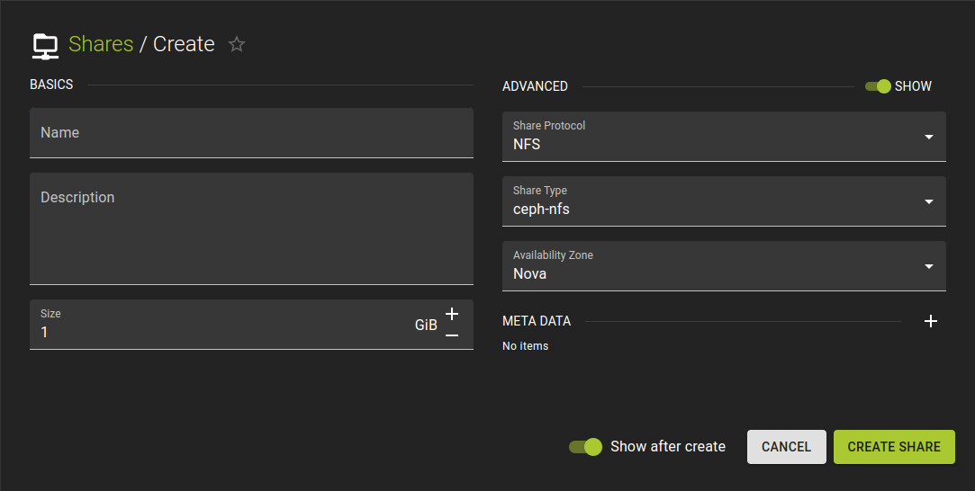 Create NFS Share