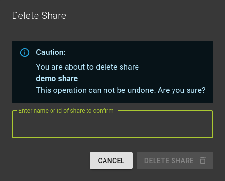 Delete NFS Share