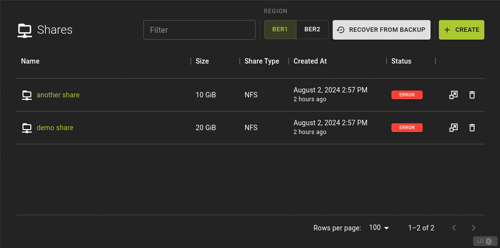 List NFS Share
