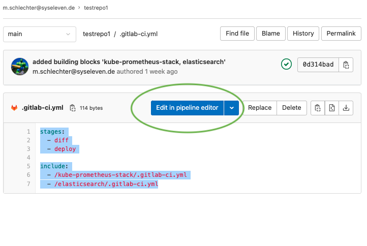 GitLab pipeline editor