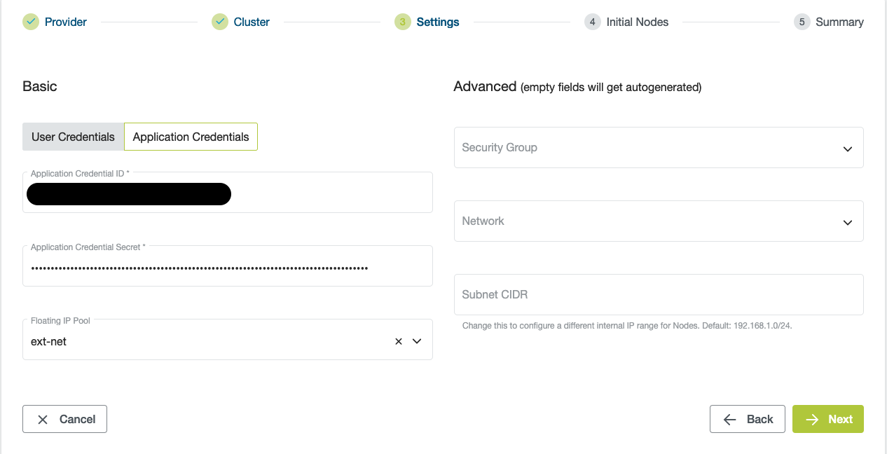 Overview of cluster settings