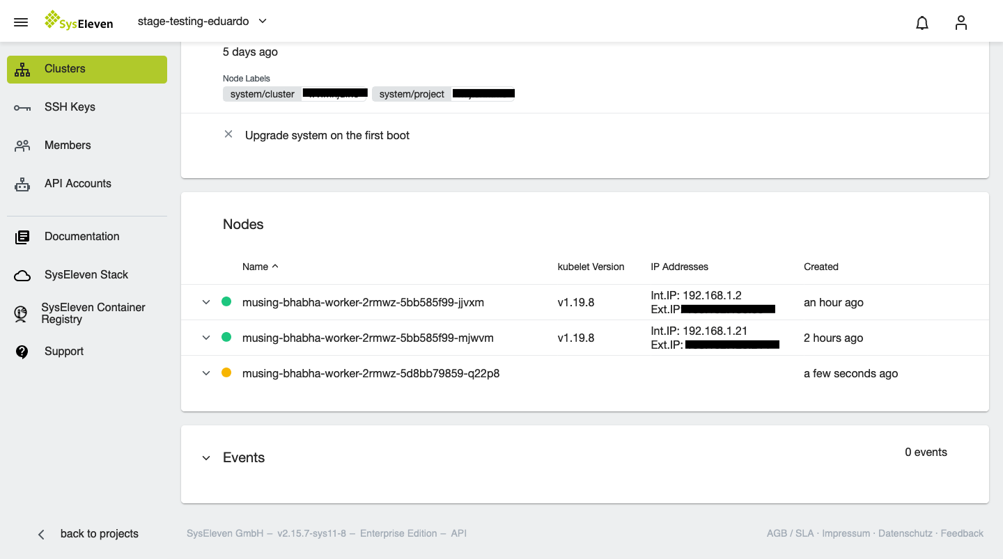 Worker node update in progress