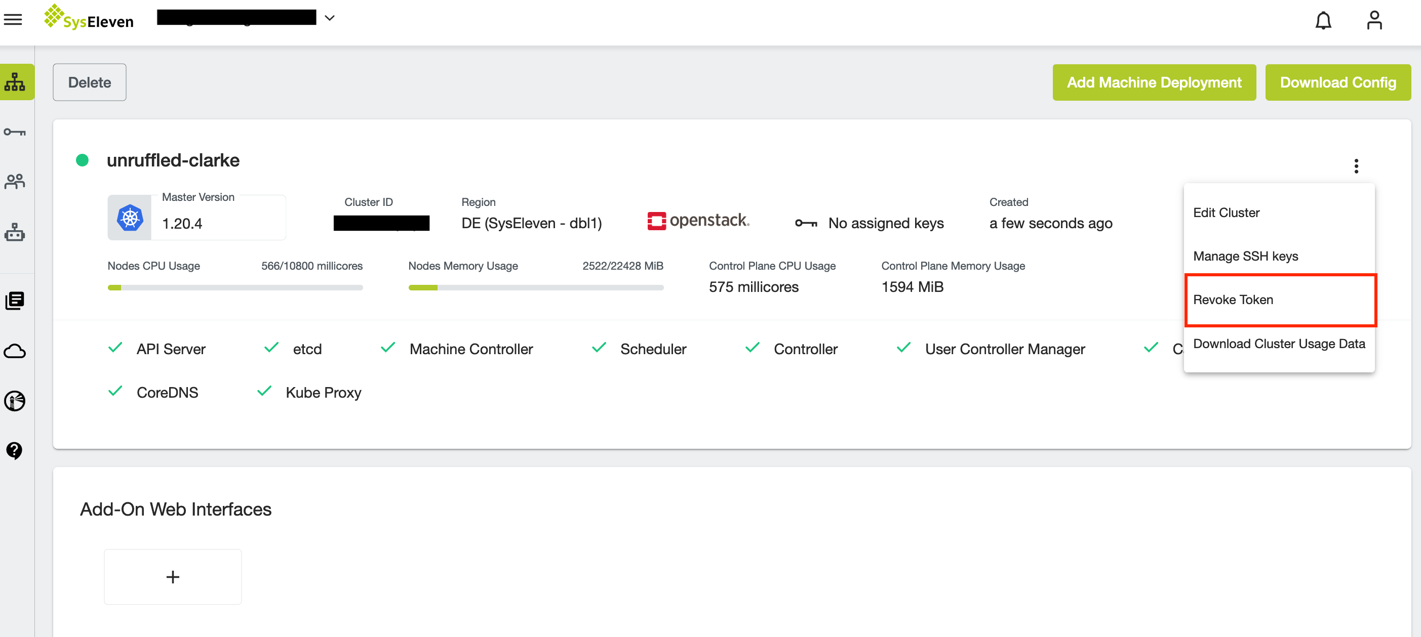 Revoke the admin token