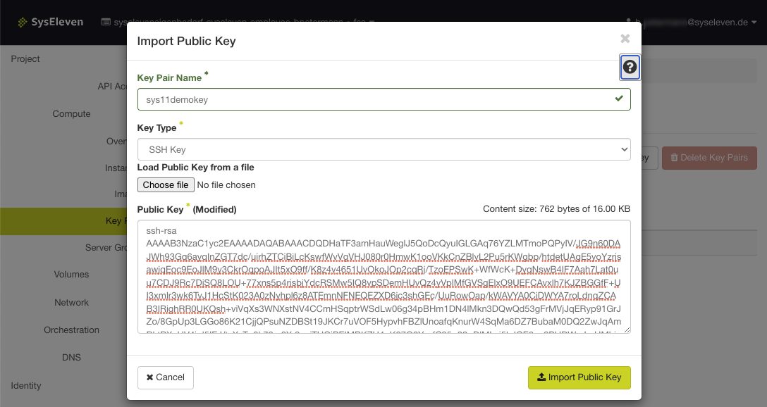 import SSH key