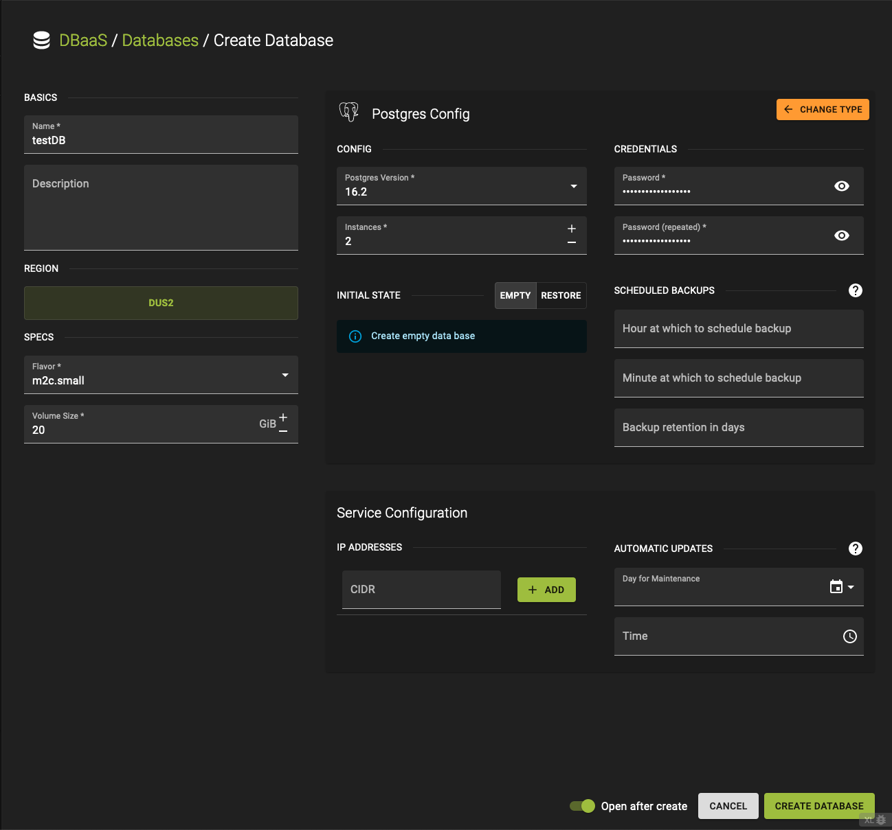 Setting up a PostgreSQL Database - SysEleven Documentation