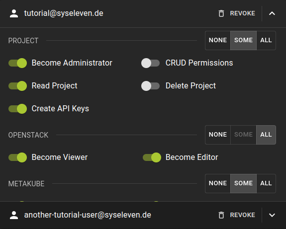 Project Permissions Card