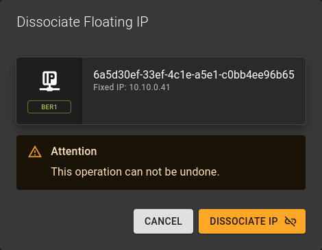 Dissociate Floating IP